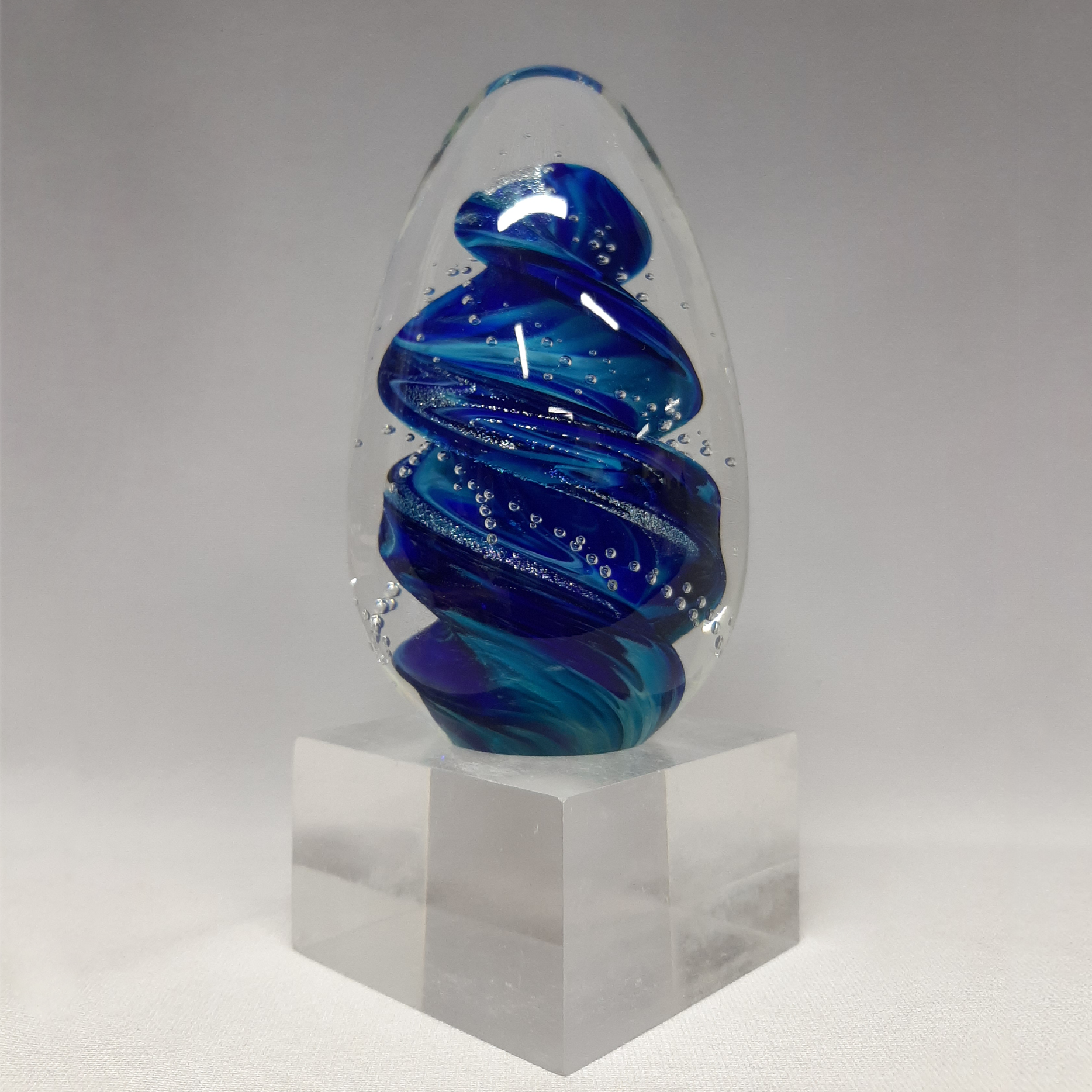 Art Glass Oval- Blue view 2