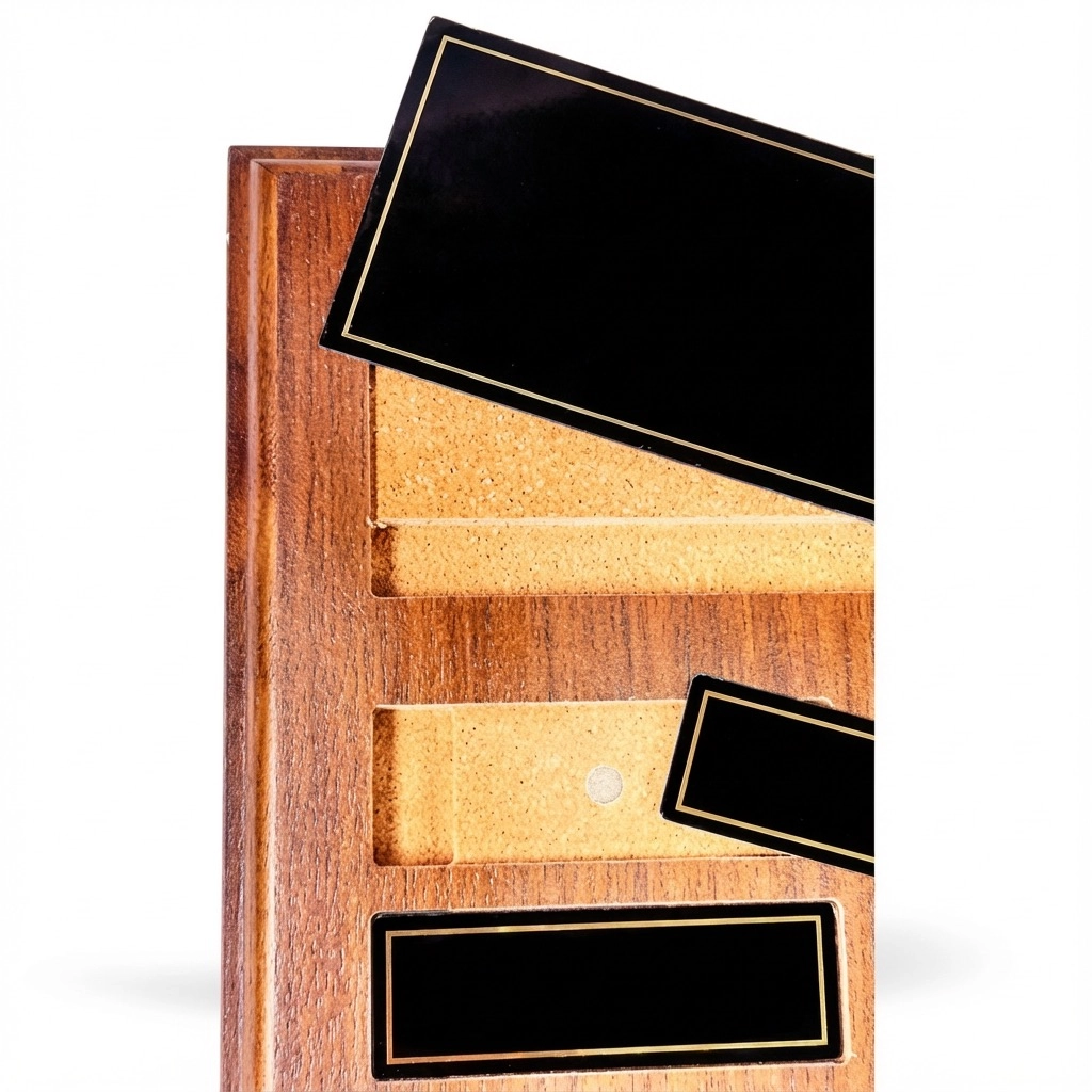 Contempo Magnetic Walnut Perpetual Award Plaque - 12" x 15" Vertical view 3