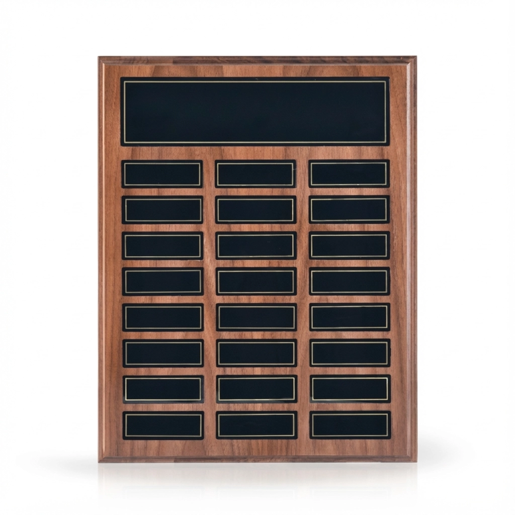 Contempo Magnetic Walnut Perpetual Award Plaque - 12" x 15" Vertical view 2